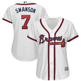 Dansby Swanson #7 Atlanta Braves Women's White 2019 Home Cool Base
