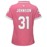 Johnson Arizona #31 Cardinals Youth Girls Pink Bubble Gum Jersey