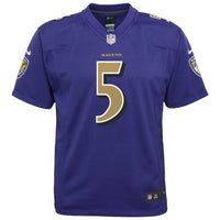 Joe Flacco #5 Baltimore Ravens Youth Purple Color Rush Game Jersey