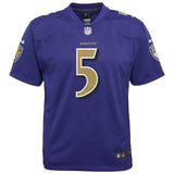 Joe Flacco #5 Baltimore Ravens Youth Purple Color Rush Game Jersey