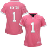 Newton Carolina #1 Panthers Girls Youth Pink Bubble Gum Jersey