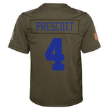 Dak Prescott #4 Dallas Cowboys Youth Olive Salute to Service Game Jersey