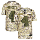 Dak Prescott #4 Dallas Cowboys Youth Camo Salute to Service Game Jersey