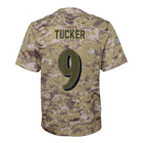 Justin Tucker #9 Baltimore Ravens Youth Camo Salute to Service Game Jersey