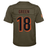 A.J. Green #18 Cincinnati Bengals Youth Olive Salute to Service Game Jersey