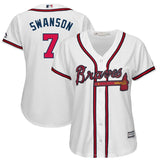 Dansby Swanson #7 Atlanta Braves Women's White Home Cool Base Player Jersey