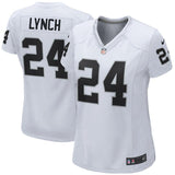 Marshawn #24 Lynch Oakland Raiders Women's White/Black Game Jersey