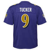 Justin Tucker #9 Baltimore Ravens Youth Purple Color Rush Game Jersey