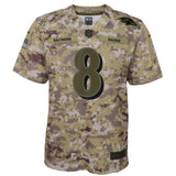 Lamar Jackson #8 Baltimore Ravens Youth Camo Salute to Service Game Jersey