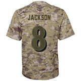 Lamar Jackson #8 Baltimore Ravens Youth Camo Salute to Service Game Jersey