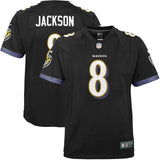 Lamar Jackson #8 Baltimore Ravens Youth Black/Purple Game Jersey