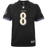 Lamar Jackson #8 Baltimore Ravens Youth Black/Purple Game Jersey