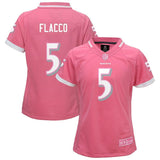 Flacco Baltimore #5 Ravens Youth Girls Pink Bubble Gum Jersey