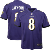 Lamar Jackson #8 Baltimore Ravens Youth Black/Purple Game Jersey