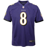 Lamar Jackson #8 Baltimore Ravens Youth Black/Purple Game Jersey