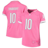 Mitchell Trubisky #10 Chicago Bears Girls Youth Pink Fashion Bubble Gum Jersey