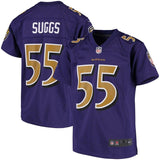 Terrell Suggs #55 Baltimore Ravens Youth Purple Color Rush Player Game Jersey