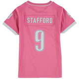 Matthew Stafford #9 Detroit Lions Girls Youth Pink Bubble Gum Jersey