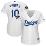 Justin Turner #10 Los Angeles Dodgers Women's White 2018 World Series