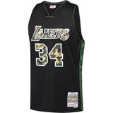 Shaquille O'Neal #34 Los Angeles Lakers Black 1999-00 Straight Fire Camo Mens Swingman Jersey
