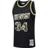 Hakeem Olajuwon #34 Houston Rockets Black 1993-94 Straight Fire Camo Mens Swingman Jersey