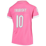 Mitchell Trubisky #10 Chicago Bears Girls Youth Pink Fashion Bubble Gum Jersey