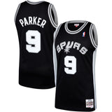 Tony Parker #9 San Antonio Spurs Black 2001-02 Hardwood Classics Mens Swingman Jersey
