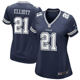 Ezekiel Elliott #21 Dallas Cowboys Women's Navy Game Jersey
