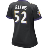 Ray Lewis #52 Baltimore Ravens Women's Black Game Jersey