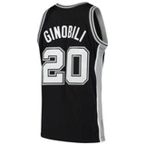 Manu Ginobili #20 San Antonio Spurs Black 2002-03 Hardwood Classics Mens Swingman Jersey