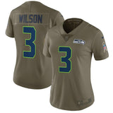 Russell Wilson #3 Seattle Seahawks Women's Olive Salute to Service Limited Jersey