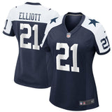 Ezekiel Elliott #21 Dallas Cowboys Women's Navy Alternate Game Jersey