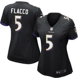 Joe Flacco #5 Baltimore Ravens Women's Black Game Jersey