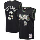 Allen Iverson #3 Philadelphia 76ers Black 2000-01 Straight Fire Camo Mens Swingman Jersey