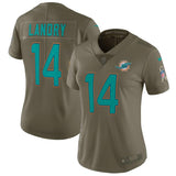 Jarvis Landry #14 Miami Dolphins Women's Olive Salute to Service Limited Jersey