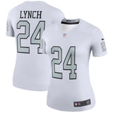 Marshawn Lynch #24 Oakland Raiders Women's White Color Rush Legend Jersey