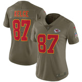 Travis Kelce #87 Kansas City Chiefs Women's Olive Salute to Service Limited Jersey