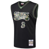 Allen Iverson #3 Philadelphia 76ers Black 2000-01 Straight Fire Camo Mens Swingman Jersey