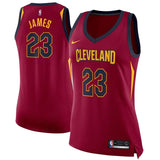 LeBron James #23 Cleveland Cavaliers Women's Wine Swingman Jersey - Icon Edition