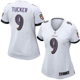 Justin Tucker #9 Baltimore Ravens Women's White Game Jersey