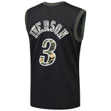 Allen Iverson #3 Philadelphia 76ers Black 2000-01 Straight Fire Camo Mens Swingman Jersey