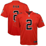 Matt Ryan #2 Atlanta Falcons Youth Red Color Rush Game Jersey