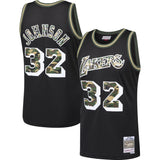 Magic Johnson #32 Los Angeles Lakers Black Straight Fire Camo Mens Swingman Jersey