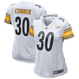 James Conner #30 Pittsburgh Steelers Women's White/Black Game Jersey