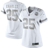 Jamaal Charles #25 Kansas City Chiefs Women's White Platinum Jersey
