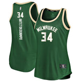 Giannis Antetokounmpo #34 Milwaukee Bucks Women's Hunter Green Fast Break Tank