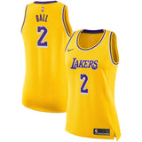 Lonzo Ball #2 Los Angeles Lakers Women's Gold Swingman Jersey - Icon Edition