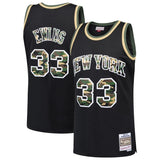 Patrick Ewing #33 New York Knicks 1991-92 Black Straight Fire Camo Mens Swingman Jersey