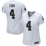 Derek Carr #4 Oakland Raiders Women's White/Black Game Jersey