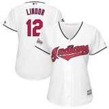Francisco Lindor #12 Cleveland Indians Women's White 2017 Postseason